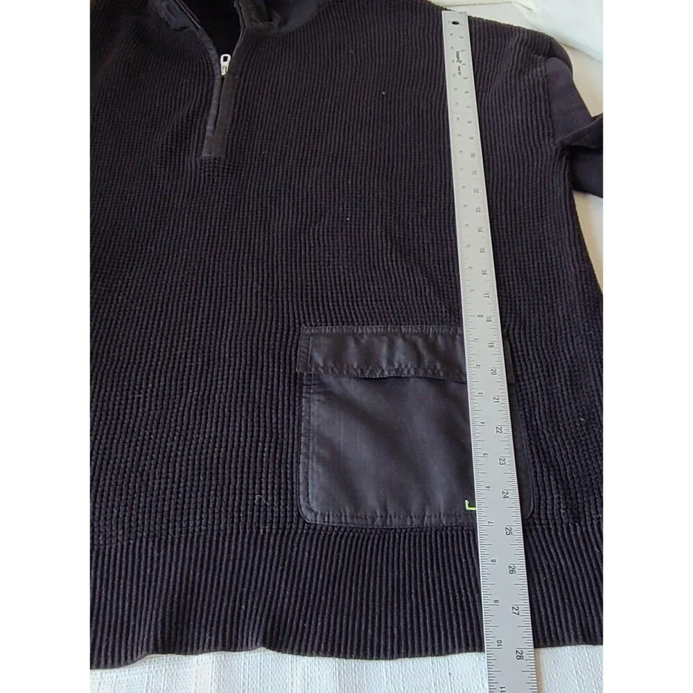 Lauren Ralph Lauren XXL Black Waffle Knit 1/4 Zip Sweater Pullover L-RL Pockets